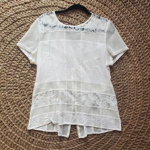 Semi-sheer top with unique zipper detail